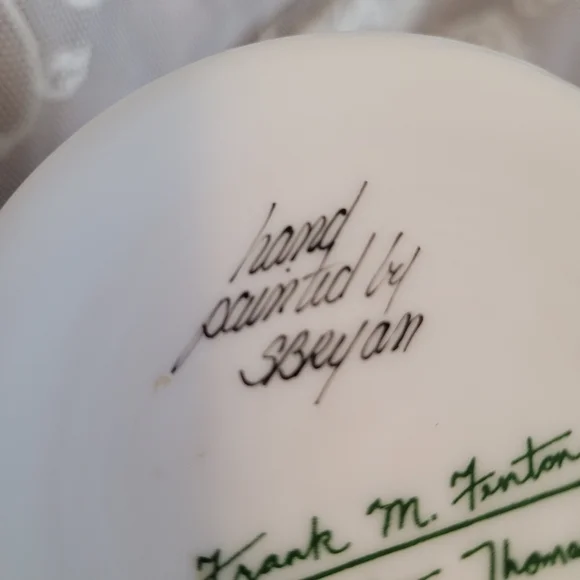 Vintage Signed Fenton Vase Hand Painted Beaded Milk Glass - Picture 11 of 12